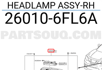 Nissan 260106FL6A HEADLAMP ASSY-RH
