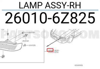 Nissan 260106Z825 LAMP ASSY-RH
