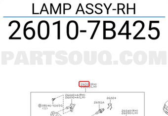 Nissan 260107B425 LAMP ASSY-RH