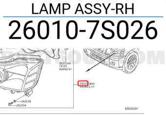 Nissan 260107S026 LAMP ASSY-RH