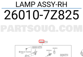 Nissan 260107Z825 LAMP ASSY-RH
