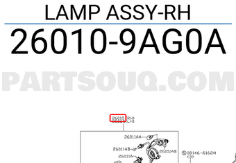 Nissan 260109AG0A LAMP ASSY-RH
