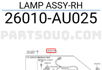 Nissan 26010AU025 LAMP ASSY-RH