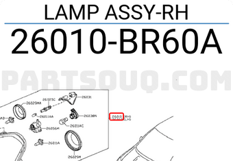 Nissan 26010BR60A LAMP ASSY-RH