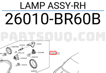 Nissan 26010BR60B LAMP ASSY-RH