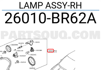 Nissan 26010BR62A LAMP ASSY-RH