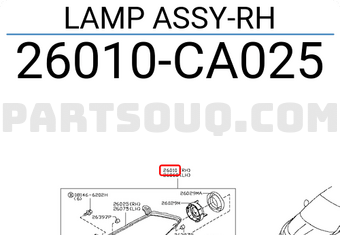 Nissan 26010CA025 LAMP ASSY-RH