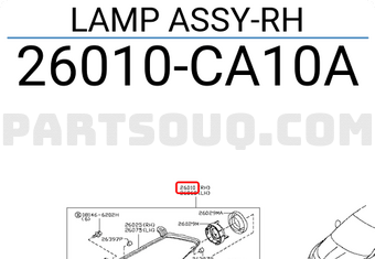 Nissan 26010CA10A LAMP ASSY-RH