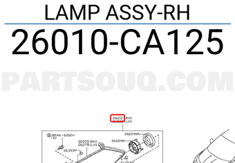 Nissan 26010CA125 LAMP ASSY-RH