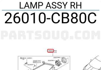 Nissan 26010CB80C LAMP ASSY RH