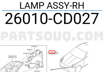 Nissan 26010CD027 LAMP ASSY-RH