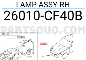 Nissan 26010CF40B LAMP ASSY-RH