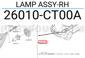 Nissan 26010CT00A LAMP ASSY-RH
