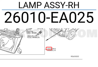 Nissan 26010EA025 LAMP ASSY-RH