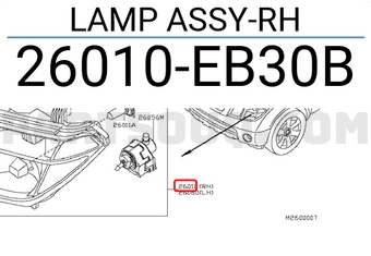Nissan 26010EB30B LAMP ASSY-RH