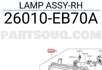 Nissan 26010EB70A LAMP ASSY-RH