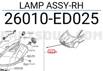 Nissan 26010ED025 LAMP ASSY-RH
