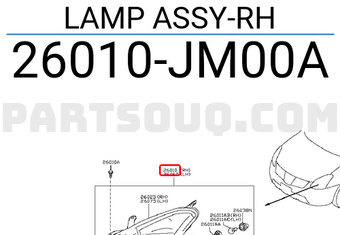 Nissan 26010JM00A LAMP ASSY-RH