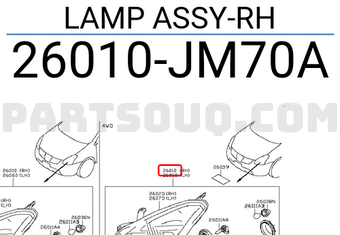 Nissan 26010JM70A LAMP ASSY-RH