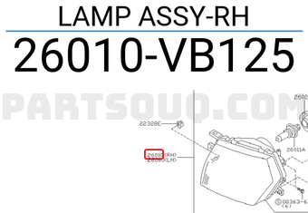 Nissan 26010VB125 LAMP ASSY-RH