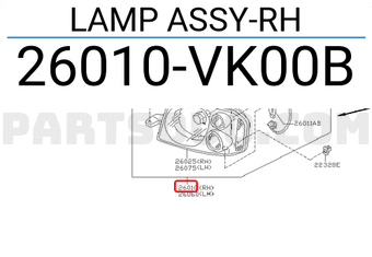Nissan 26010VK00B LAMP ASSY-RH