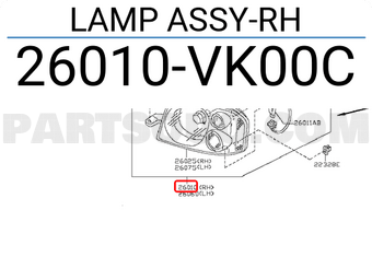 Nissan 26010VK00C LAMP ASSY-RH