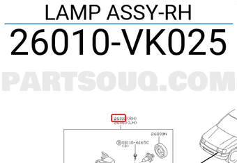 Nissan 26010VK025 LAMP ASSY-RH