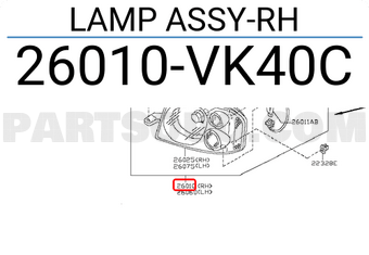 Nissan 26010VK40C LAMP ASSY-RH