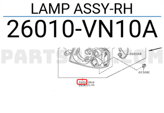 Nissan 26010VN10A LAMP ASSY-RH