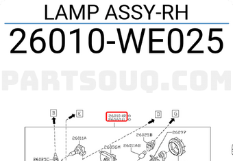 Nissan 26010WE025 LAMP ASSY-RH
