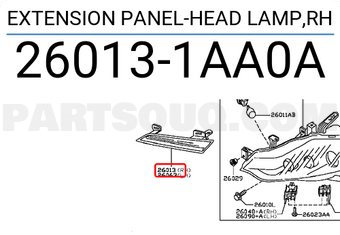 Nissan 260131AA0A EXTENSION PANEL-HEAD LAMP,RH