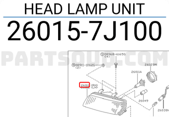 Nissan 260157J100 HEAD LAMP UNIT