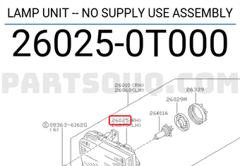 Nissan 260250T000 LAMP UNIT -- NO SUPPLY USE ASSEMBLY