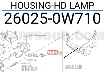 Nissan 260250W710 HOUSING-HD LAMP