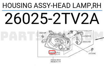 Nissan 260252TV2A HOUSING ASSY-HEAD LAMP,RH