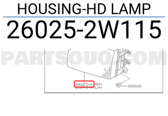 Nissan 260252W115 HOUSING-HD LAMP