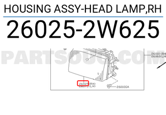 Nissan 260252W625 HOUSING ASSY-HEAD LAMP,RH