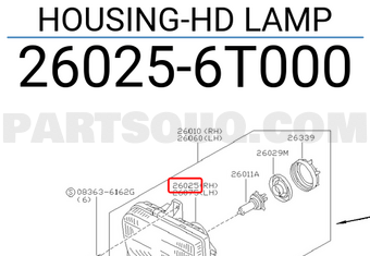 Nissan 260256T000 HOUSING-HD LAMP