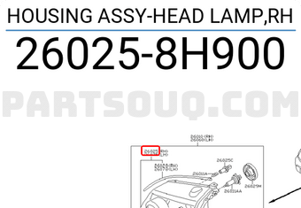 Nissan 260258H900 HOUSING ASSY-HEAD LAMP,RH