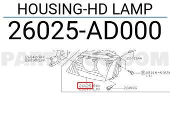 Nissan 26025AD000 HOUSING-HD LAMP