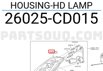 Nissan 26025CD015 HOUSING-HD LAMP
