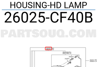 Nissan 26025CF40B HOUSING-HD LAMP