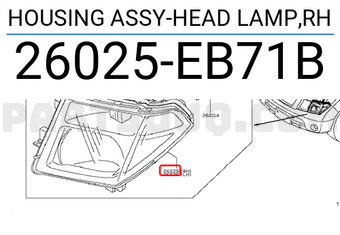 Nissan 26025EB71B HOUSING ASSY-HEAD LAMP,RH