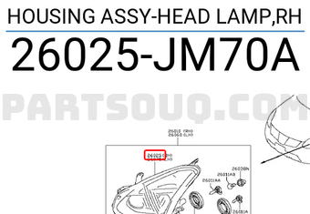 Nissan 26025JM70A HOUSING ASSY-HEAD LAMP,RH