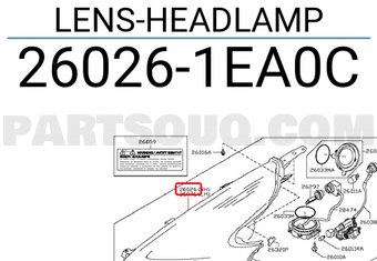 Nissan 260261EA0C LENS-HEADLAMP