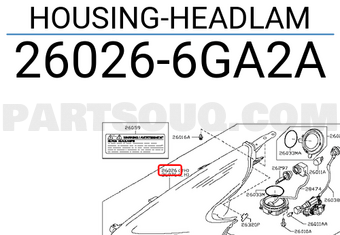 Nissan 260266GA2A HOUSING-HEADLAM