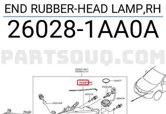 Nissan 260281AA0A END RUBBER-HEAD LAMP,RH
