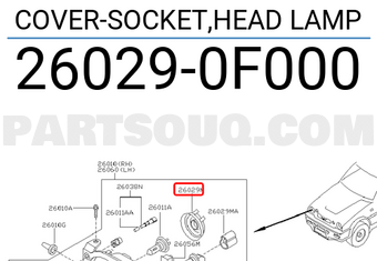Nissan 260290F000 COVER-SOCKET,HEAD LAMP