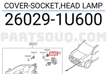 Nissan 260291U600 COVER-SOCKET,HEAD LAMP