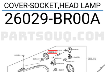 Nissan 26029BR00A COVER-SOCKET,HEAD LAMP